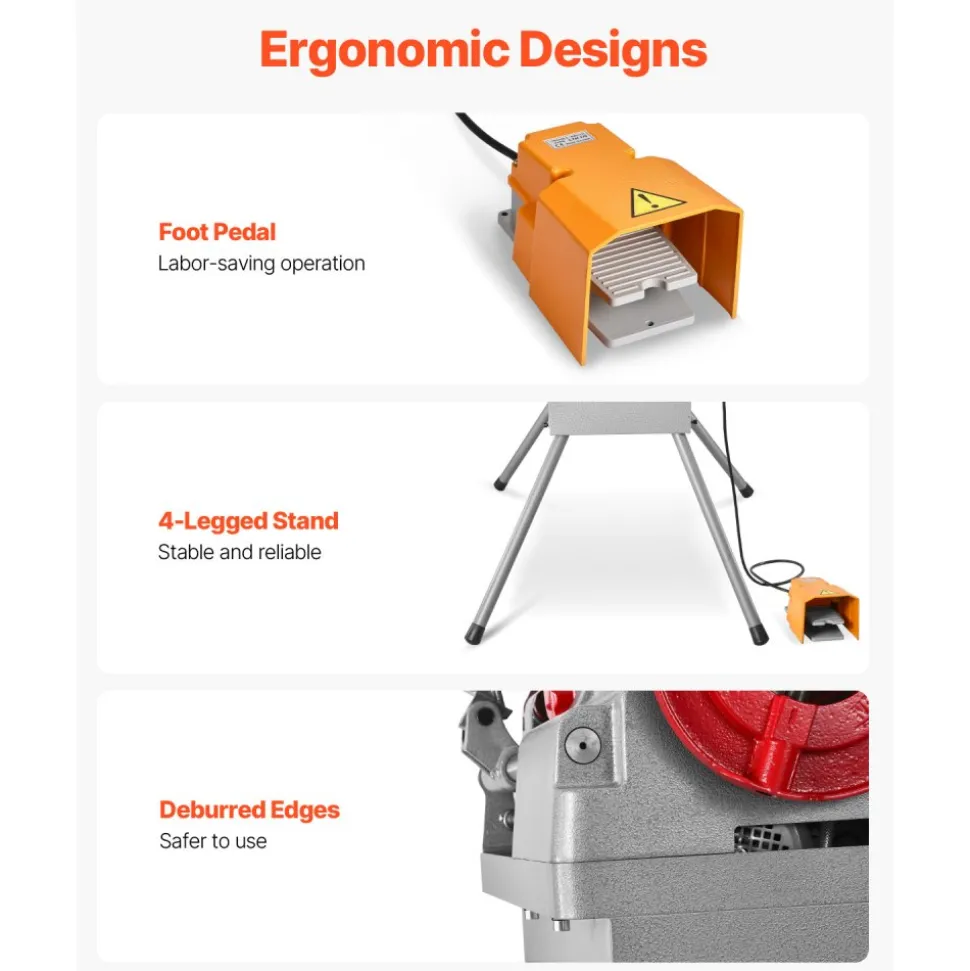 VEVOR Electric Pipe Threader Machine, 750W 28RPM Threading Cutting Machine, 1/2 to 2 inch Pipes Threading Cutter Tool with Foot Pedal for Plumbing, Automotive Repairs, Metalworking