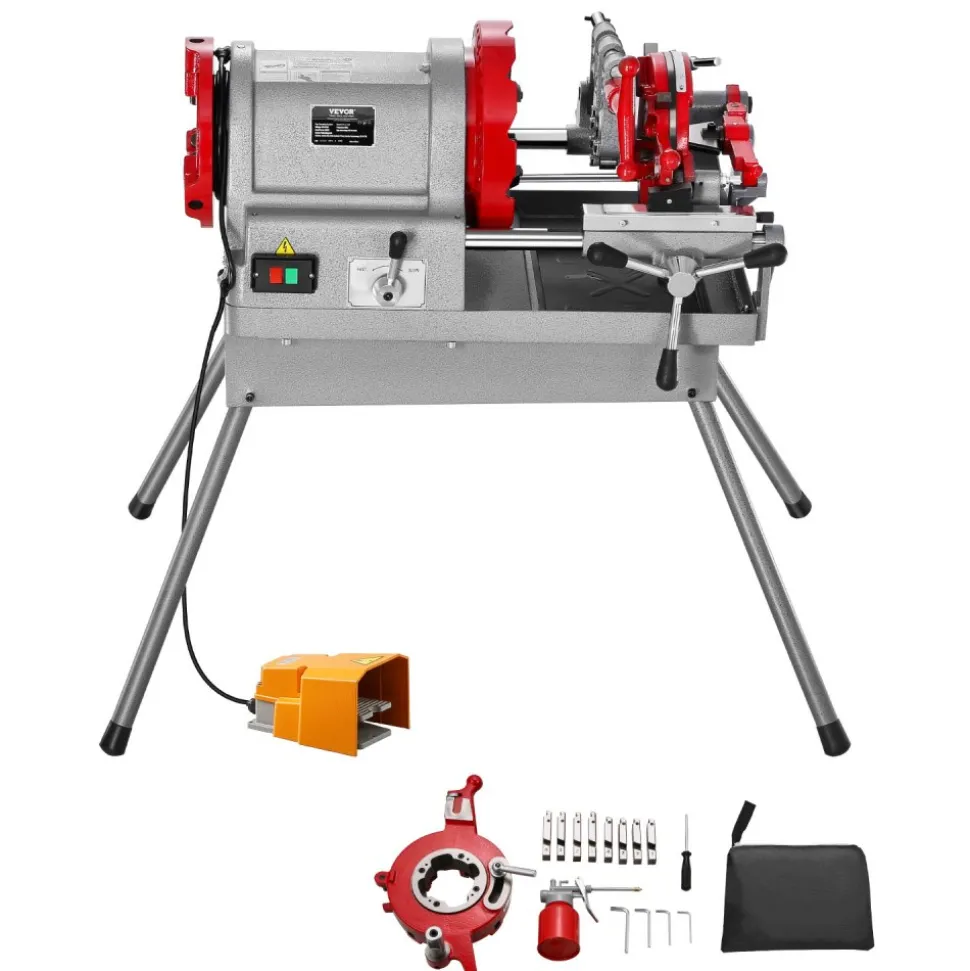 VEVOR Electric Pipe Threader Machine, 750W 28RPM Threading Cutting Machine, 1/2 to 2 inch Pipes Threading Cutter Tool with Foot Pedal for Plumbing, Automotive Repairs, Metalworking