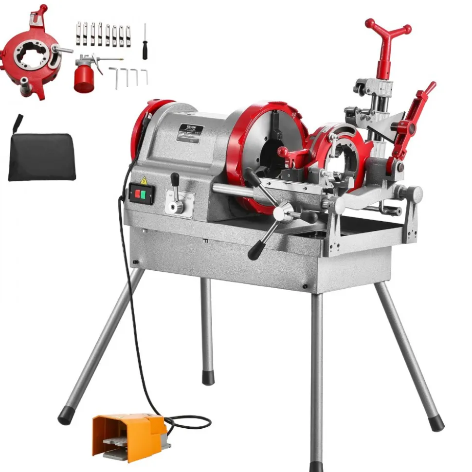 VEVOR Electric Pipe Threader Machine, 750W 28RPM Threading Cutting Machine, 1/2 to 2 inch Pipes Threading Cutter Tool with Foot Pedal for Plumbing, Automotive Repairs, Metalworking