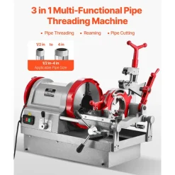 VEVOR Electric Pipe Threader Machine, 750W 28RPM Threading Cutting Machine, 1/2 to 2 inch Pipes Threading Cutter Tool with Foot Pedal for Plumbing, Automotive Repairs, Metalworking