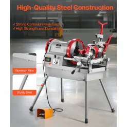 VEVOR Electric Pipe Threader Machine, 750W 28RPM Threading Cutting Machine, 1/2 to 2 inch Pipes Threading Cutter Tool with Foot Pedal for Plumbing, Automotive Repairs, Metalworking