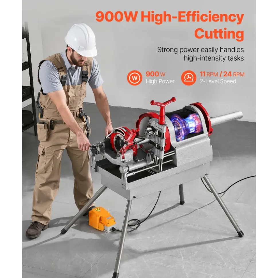 VEVOR Electric Pipe Threader Machine, 750W 28RPM Threading Cutting Machine, 1/2 to 2 inch Pipes Threading Cutter Tool with Foot Pedal for Plumbing, Automotive Repairs, Metalworking