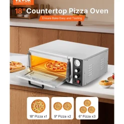 VEVOR Electric Pizza Oven, 18-Inch Commercial Pizza Ovens, 752°F Max Temp, 1740W Large Pizza Oven Countertop with Temp & Time Control, Built in Thermometer Indoor Pizza Maker for Restaurant Home Use