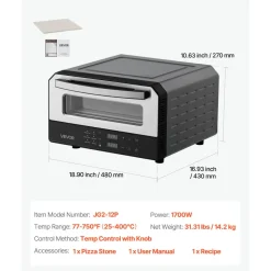 VEVOR Electric Pizza Oven, Smart Pizzas Maker Indoor with 5 Preset, 12-Inch Countertop Pizza Cooker w/ Touch Srceen, 750℉ Max Temp, 2-Min Rpaid Baking Oven Thin & Crispy, Neapolitan, Frozen, New York