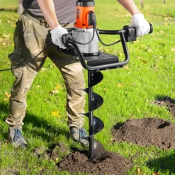 VEVOR Electric Post Hole Digger, 5.71 in Auger Bit with 1500W Powerful Motor, 140 RPM Alloy Steel Earth Auger Drill Bit with 10.24 in Extension Rod, for Post Hole Digging, Drilling & Tree Planting
