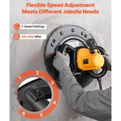 VEVOR Electric Power Trowel, 800W Concrete Finishing Machine Corded with Mixing Rod, 6-Speed Adjustable 120–200 RPM, Steel & Plastic Trowel Discs, Extension Handle, Floor Smoothing Cement Finisher