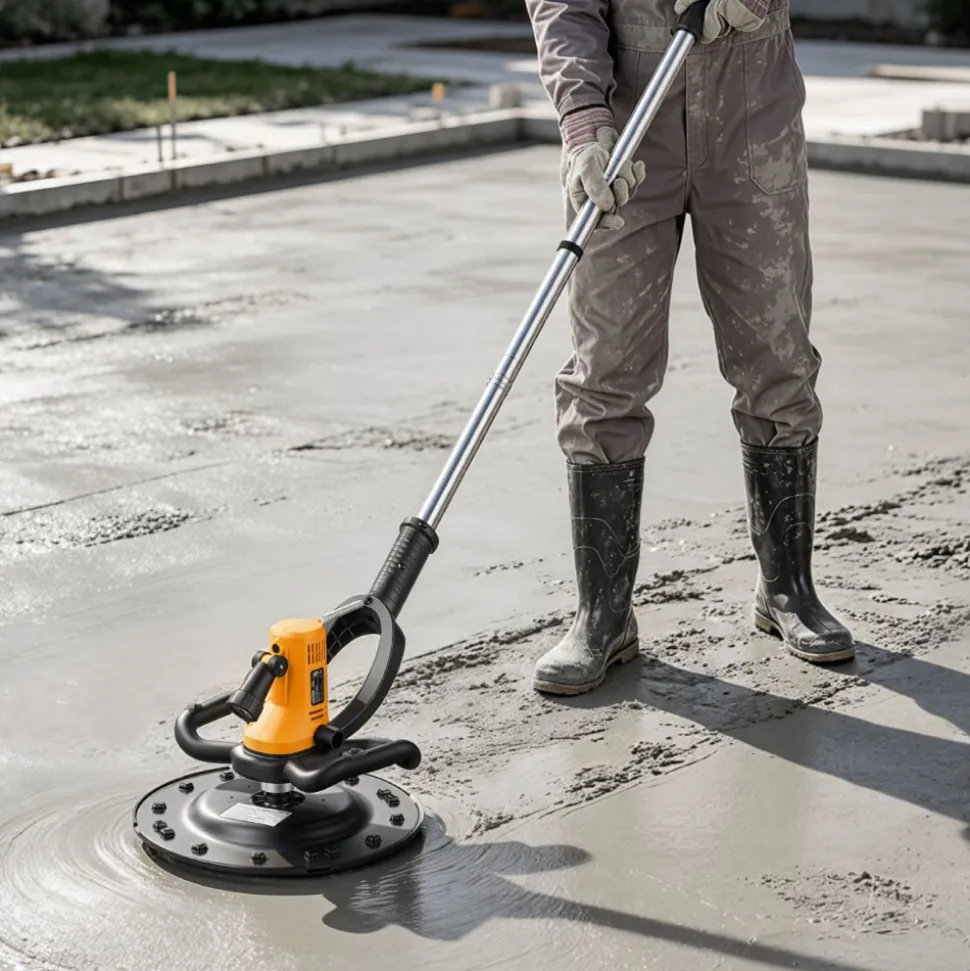 VEVOR Electric Power Trowel, 800W Concrete Finishing Machine Corded with Mixing Rod, 6-Speed Adjustable 120–200 RPM, Steel & Plastic Trowel Discs, Extension Handle, Floor Smoothing Cement Finisher