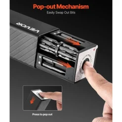 VEVOR Electric Precision Screwdriver Set, 52 Magnetic Bits, Mini Electric Screwdriver with Magnetic Storage Box, S2 Steel Bits, LED Light, Type-C Charging, for Phone, Laptop, and Electronics Repair