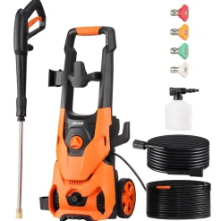 VEVOR Electric Pressure Washer, Max 2000 PSI and 2.8 GPM, High Power Pressure Cleaning Machine with 4 Quick Connect Nozzles and a Foam Cannon, Ideal for Cars/Fences/Driveways/Patios/Home Cleaning