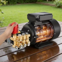 VEVOR Electric Pressure Washer Pump Kit, 1950 PSI, 3.2 GPM, Triplex Power Washer Pump with 5 HP Motor 240 V, Adjustable Water Pressure, for Washing Cars, Gardens, Exterior Walls, Deck, Machinery Equipment