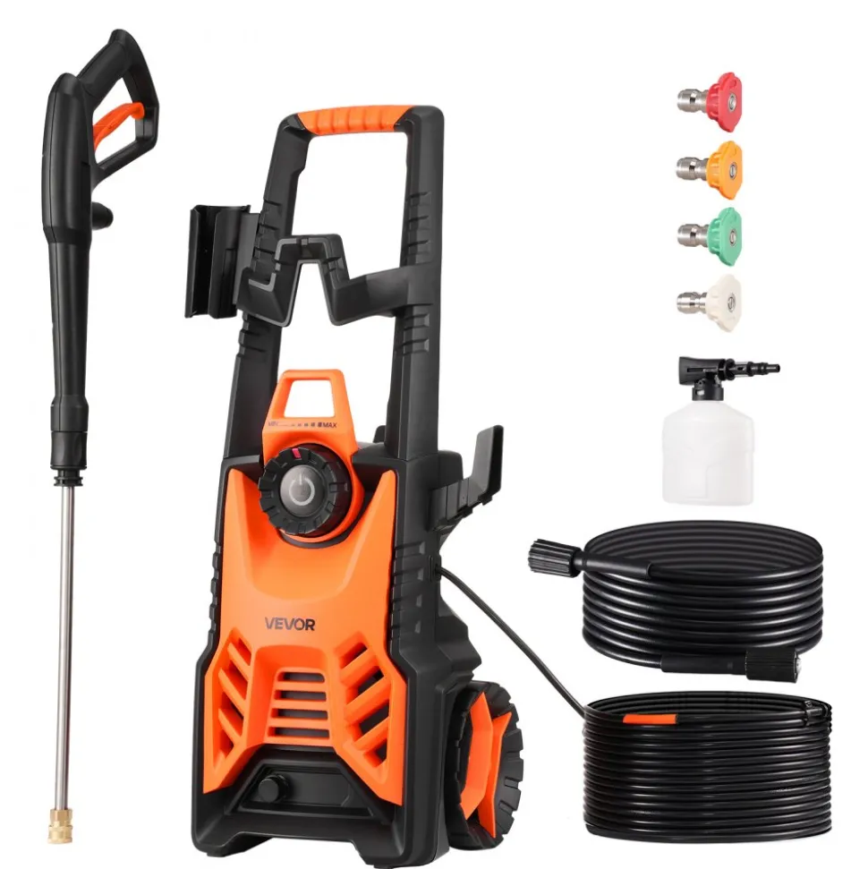 VEVOR Electric Pressure Washer, Max 4500 PSI and 3.2 GPM With Pressure Adjustment, High Power Pressure Cleaning Machine with 4 Quick Connect Nozzles, for Cars/Fences/Driveways/Patios/Home Cleaning