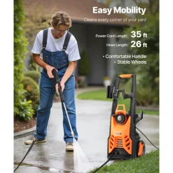 VEVOR Electric Pressure Washer, Max 4500 PSI and 3.2 GPM With Pressure Adjustment, High Power Pressure Cleaning Machine with 4 Quick Connect Nozzles, for Cars/Fences/Driveways/Patios/Home Cleaning
