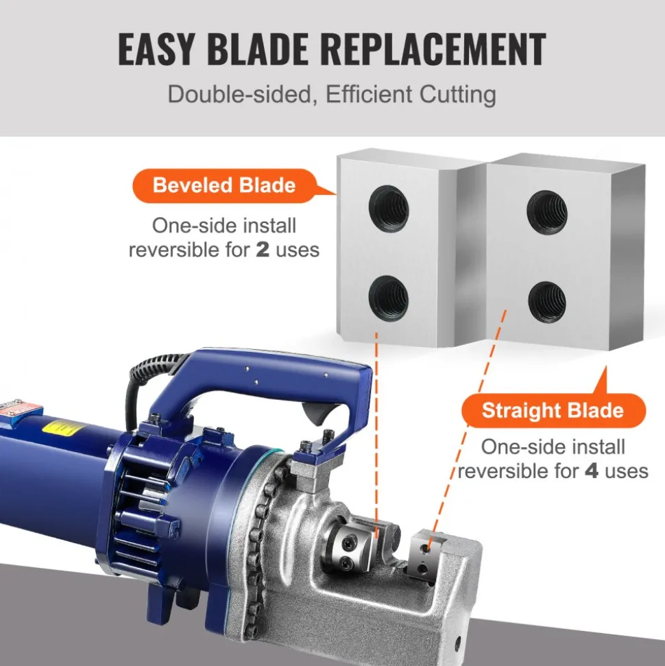 VEVOR Electric Rebar Cutter Blade, 6 PCS 16mm(5/8 Inch) Cutting Diameter, HRC58-60 Hard Hydraulic Rebar Blade Replacement Jaw Blades with 12 Hexagon Screw and 12 Spring Washer, for Model RC-16