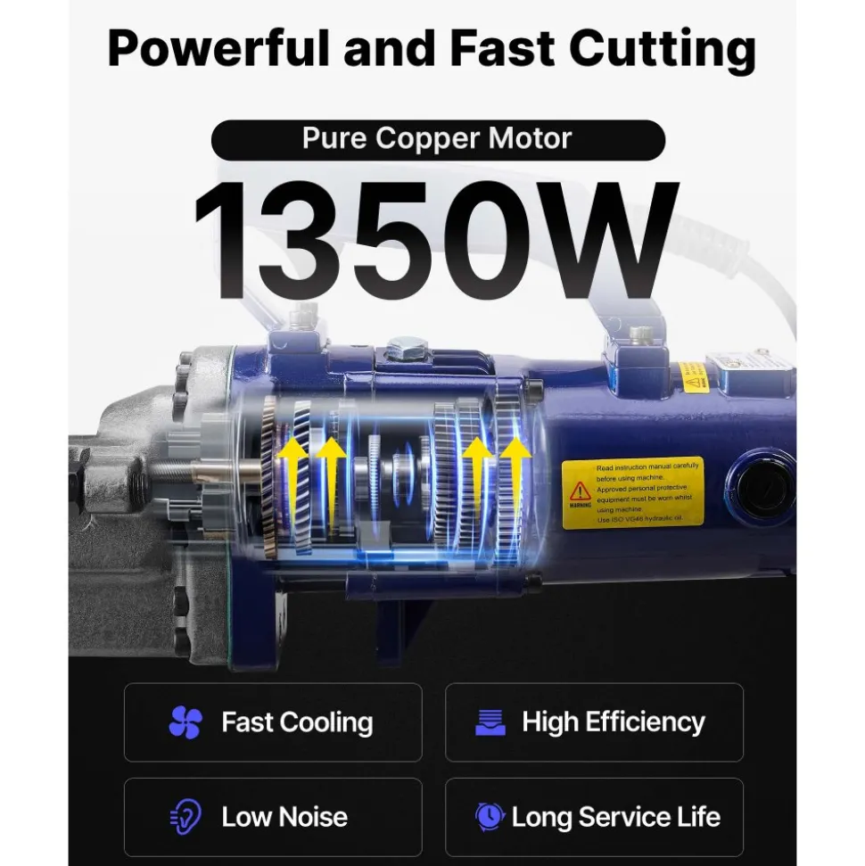 VEVOR Electric Rebar Cutter, 1350W Portable Electric Hydraulic Rebar Cutter, Cutting up to 7/8 Inch #7 4-22mm Rebar within 4.5 Seconds,110V,with Easy to Carry Stainless Box