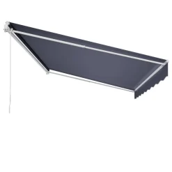 VEVOR Electric Retractable Awning, 14.1' x 9.8' Motorized Patio Awning, Sunshade Shelter with Remote Controller & Manual Crank Handle, Waterproof Polyester Fabric for Outdoor Deck, Balcony, Yard, Gray