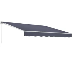 VEVOR Electric Retractable Awning, 14.1' x 9.8' Motorized Patio Awning, Sunshade Shelter with Remote Controller & Manual Crank Handle, Waterproof Polyester Fabric for Outdoor Deck, Balcony, Yard, Gray