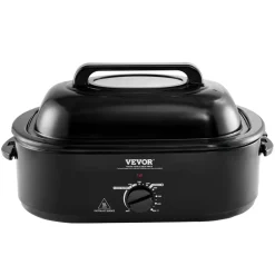 VEVOR Electric Roaster Oven, 24 QT Turkey Roaster Oven with Self-Basting Lid, 1450W Roaster Oven with Defrost & Warm Function, Adjustable Temp, Removable Pan & Rack, Fits Turkeys Up to 28LBS, Black