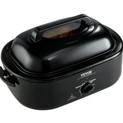VEVOR Electric Roaster Oven, 24 QT Turkey Roaster Oven with Self-Basting Lid, 1450W Roaster Oven with Defrost & Warm Function, Adjustable Temp, Removable Pan & Rack, Fits Turkeys Up to 28LBS, Black