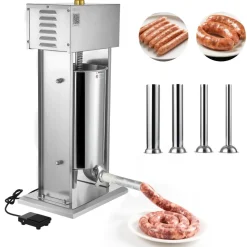 VEVOR Electric Sausage Stuffer, 33 LBS / 15 L Vertical Meat Stuffer, Stepless Speed Control and Foot Pedal, Stainless Steel Heavy Duty Sausage Filler with 4 Stuffing Tubes, for Commercial & Home Use