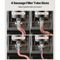 VEVOR Electric Sausage Stuffer, 33 LBS / 15 L Vertical Meat Stuffer, Stepless Speed Control and Foot Pedal, Stainless Steel Heavy Duty Sausage Filler with 4 Stuffing Tubes, for Commercial & Home Use