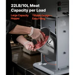 VEVOR Electric Sausage Stuffer, 22 LBS / 10 L Vertical Meat Filler with Stepless Speed Adjustment, Stainless Steel Sausage Stuffing Machine, Foot Pedal & 4 Filling Tubes, for Commercial and Home Use