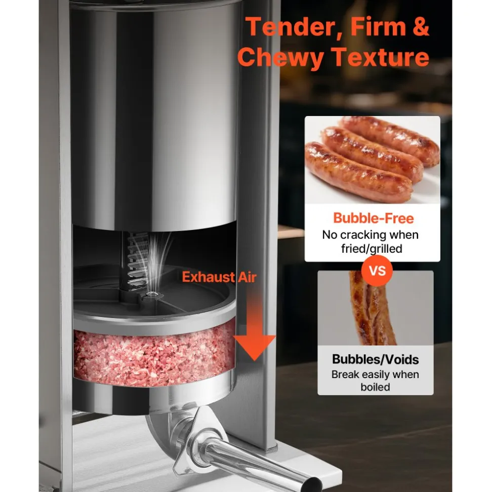 VEVOR Electric Sausage Stuffer, 55 LBS / 25 L Vertical Meat Stuffer, Stepless Speed Control and Foot Pedal, Stainless Steel Heavy Duty Sausage Filler with 5 Stuffing Tubes, for Commercial & Home Use