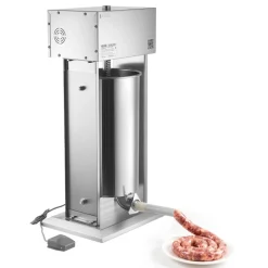 VEVOR Electric Sausage Stuffer, 55 LBS / 25 L Vertical Meat Stuffer, Stepless Speed Control and Foot Pedal, Stainless Steel Heavy Duty Sausage Filler with 5 Stuffing Tubes, for Commercial & Home Use