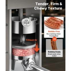 VEVOR Electric Sausage Stuffer, 22 LBS / 10 L Vertical Meat Stuffer, Stepless Speed Control and Foot Pedal, Stainless Steel Heavy Duty Sausage Filler with 4 Stuffing Tubes, for Commercial & Home Use