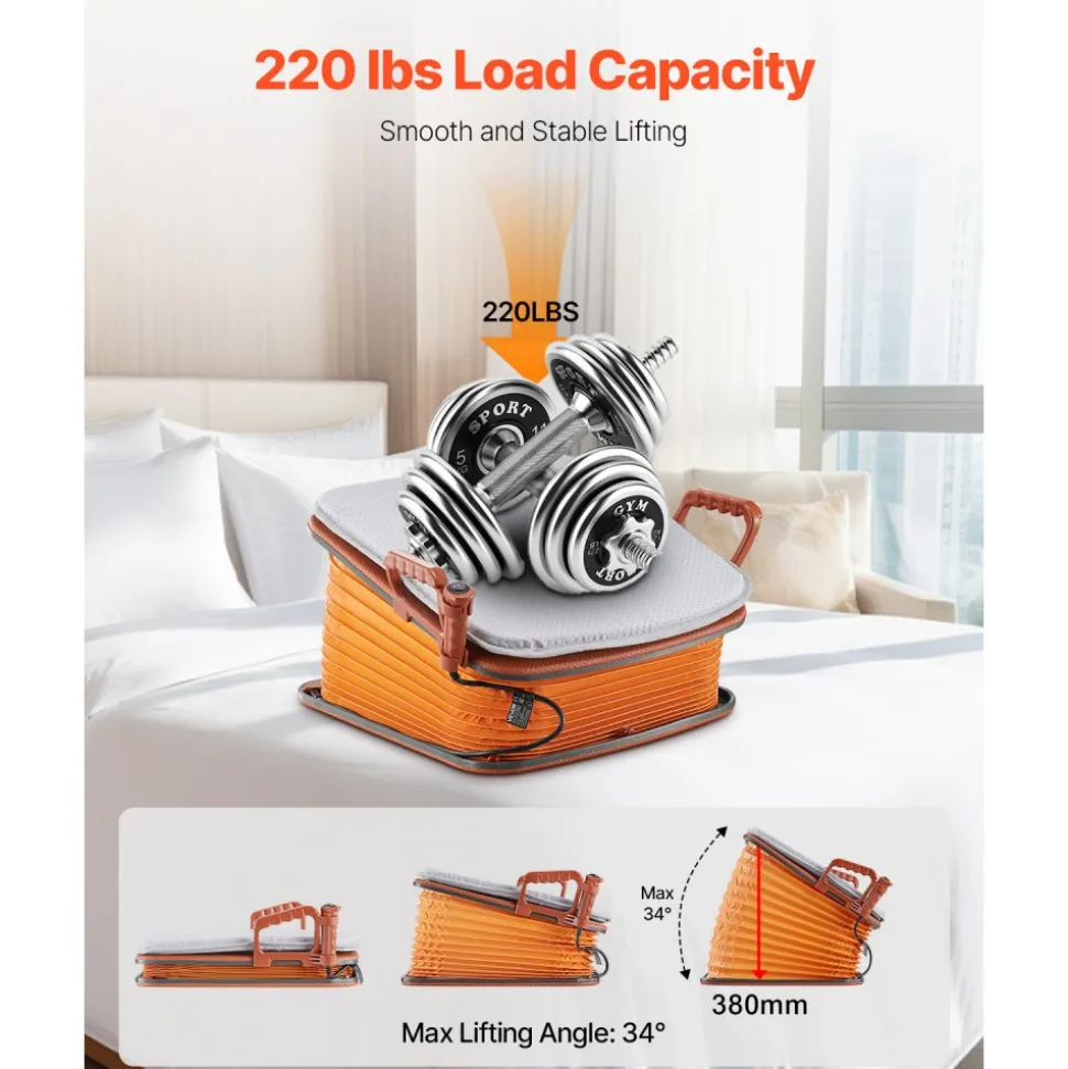 VEVOR Electric Seat Assist Lifting Cushion, 200lb Capacity, up to 34° Chair Lift Assist Device, with One-Button Control & Dual Power Options, Portable Lifting Seat with Carry Handle, for Sofa Bed Car