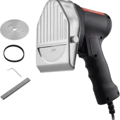 VEVOR Electric Shawarma Knife, 80W Professional Turkish Kebab Knife, Commercial Stainless Steel Gyro Cutter, Doner Kebab Meat Slicer with 2 Blades, Φ4