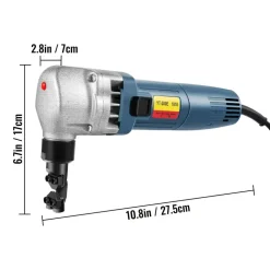 VEVOR Electric Sheet Metal Cutter, 380W Power, 1800RPM Rotor Speed, 0.07in/1.8mm Cutting Capacity, Includes Replacement Blades and Storage Case, Ideal for Stainless Steel, Aluminium, Plastic