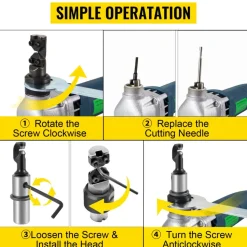 VEVOR Electric Sheet Metal Cutter, 380W Power, 1800RPM Rotor Speed, 0.07in/1.8mm Cutting Capacity, Includes Replacement Blades and Storage Case, Ideal for Stainless Steel, Aluminium, Plastic