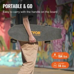 VEVOR Electric Skateboard with Remote, 13.7 Mph Top Speed & 7.5 Miles Max Range Skateboard Longboard, 3 Speeds Adjustment Skateboards, Easy Carry Handle Design, Suitable for Adults & Teens Beginners
