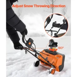 VEVOR Electric Snow Blower, 23 inch 15A Corded Snow Thrower with Dual LED Headlights & 180° Rotating Chute, 25FT Throwing Distance, 12