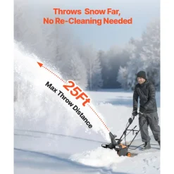 VEVOR Electric Snow Blower, 23 inch 15A Corded Snow Thrower with Dual LED Headlights & 180° Rotating Chute, 25FT Throwing Distance, 12