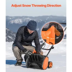 VEVOR Electric Snow Shovel, 12A 17 inch Corded Snow Shovel, 60° Adjustable Chute, 20 ft Throwing Distance, Snowthrower with Dual Safety Switch, Winter Ice Removal Tool for Driveway Sidewalk Patio