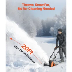 VEVOR Electric Snow Shovel, 12A 17 inch Corded Snow Shovel, 60° Adjustable Chute, 20 ft Throwing Distance, Snowthrower with Dual Safety Switch, Winter Ice Removal Tool for Driveway Sidewalk Patio