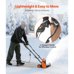 VEVOR Electric Snow Shovel, 12A 17 inch Corded Snow Shovel, 60° Adjustable Chute, 20 ft Throwing Distance, Snowthrower with Dual Safety Switch, Winter Ice Removal Tool for Driveway Sidewalk Patio