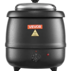 VEVOR Electric Soup Warmer, 10QT Commercial Soup Kettle with 304 Stainless Steel Detachable Insert Pot, 95~176°F Adjustable Temperature, Soup Station for Restaurant and Big Family, Black