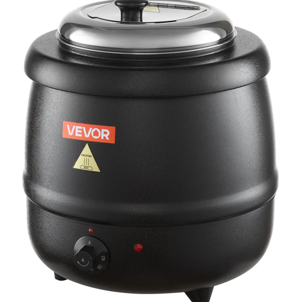 VEVOR Electric Soup Warmer, 10QT Commercial Soup Kettle with 304 Stainless Steel Detachable Insert Pot, 95~176°F Adjustable Temperature, Soup Station for Restaurant and Big Family, Black