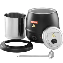 VEVOR Electric Soup Warmer, 10QT Commercial Soup Kettle with 304 Stainless Steel Detachable Insert Pot, 95~176°F Adjustable Temperature, Soup Station for Restaurant and Big Family, Black