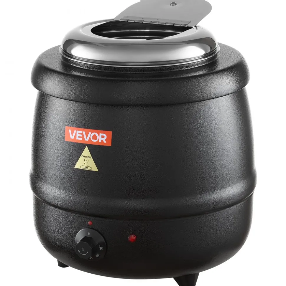 VEVOR Electric Soup Warmer, 10QT Commercial Soup Kettle with 304 Stainless Steel Detachable Insert Pot, 95~176°F Adjustable Temperature, Soup Station for Restaurant and Big Family, Black