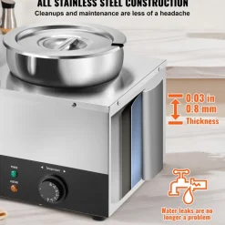 VEVOR Electric Soup Warmer, Three 7.4QT Stainless Steel Round Pot, 1200W Commercial Food Warmer, 86~185°F Adjustable Temp, Bain Marie with Anti-Dry Burn and Reset Button, for Restaurant, Buffet