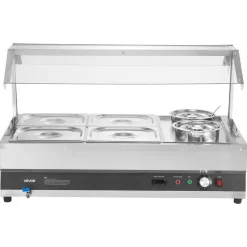 VEVOR Electric Soup Warmer, Two 6.34QT Pots & Four 1/2 Pans, Stainless Steel Commercial Food Warmer with 86~185°F Adjustable Temp, 1500W Bain Marie with Cover, Soup Station for Restaurant, Buffet