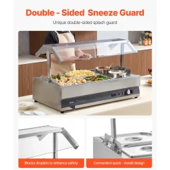 VEVOR Electric Soup Warmer, Two 6.34QT Pots & Four 1/2 Pans, Stainless Steel Commercial Food Warmer with 86~185°F Adjustable Temp, 1500W Bain Marie with Cover, Soup Station for Restaurant, Buffet