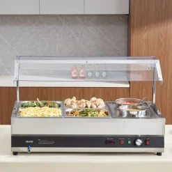 VEVOR Electric Soup Warmer, Two 6.34QT Pots & Four 1/2 Pans, Stainless Steel Commercial Food Warmer with 86~185°F Adjustable Temp, 1500W Bain Marie with Cover, Soup Station for Restaurant, Buffet