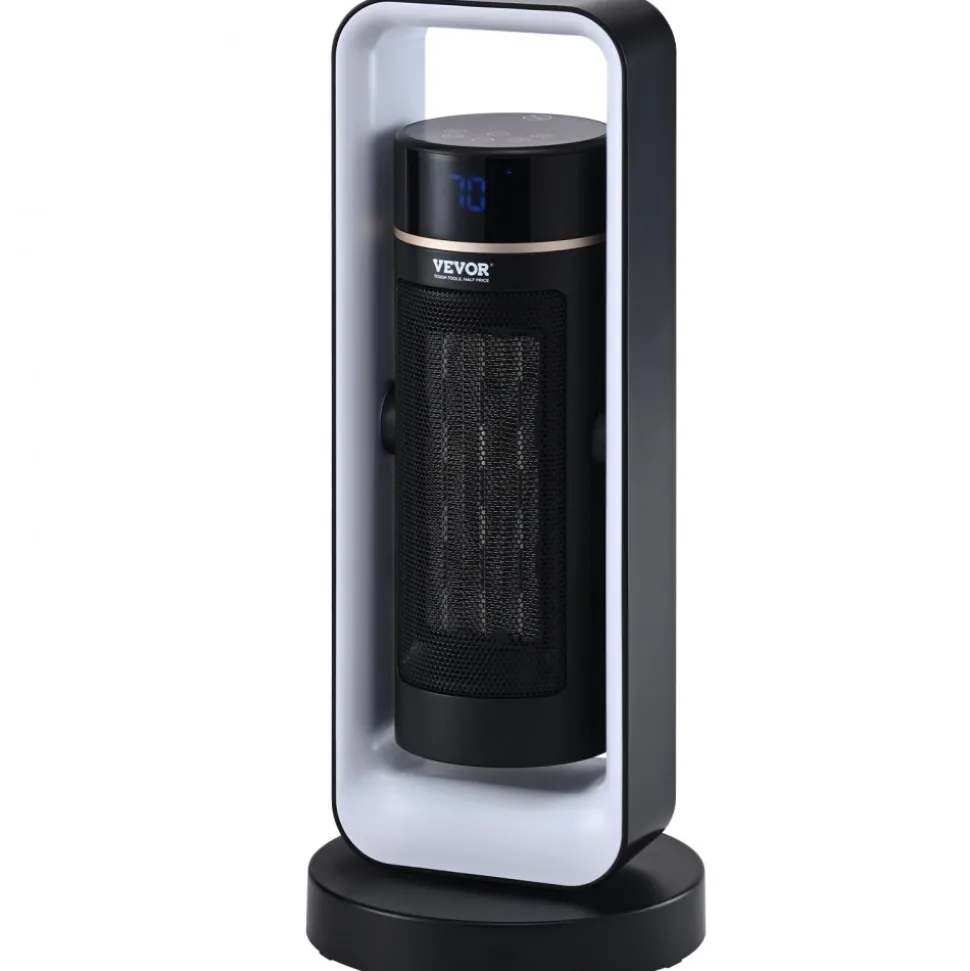 VEVOR Electric Space Heater with Thermostat Remote Control, 1000W/1500W 2-Level Adjustable Quiet Ceramic Heater Fan, 20 in Tip-Over Shutdown Overheat Protection Small Heaters for Office Room Desk Indo