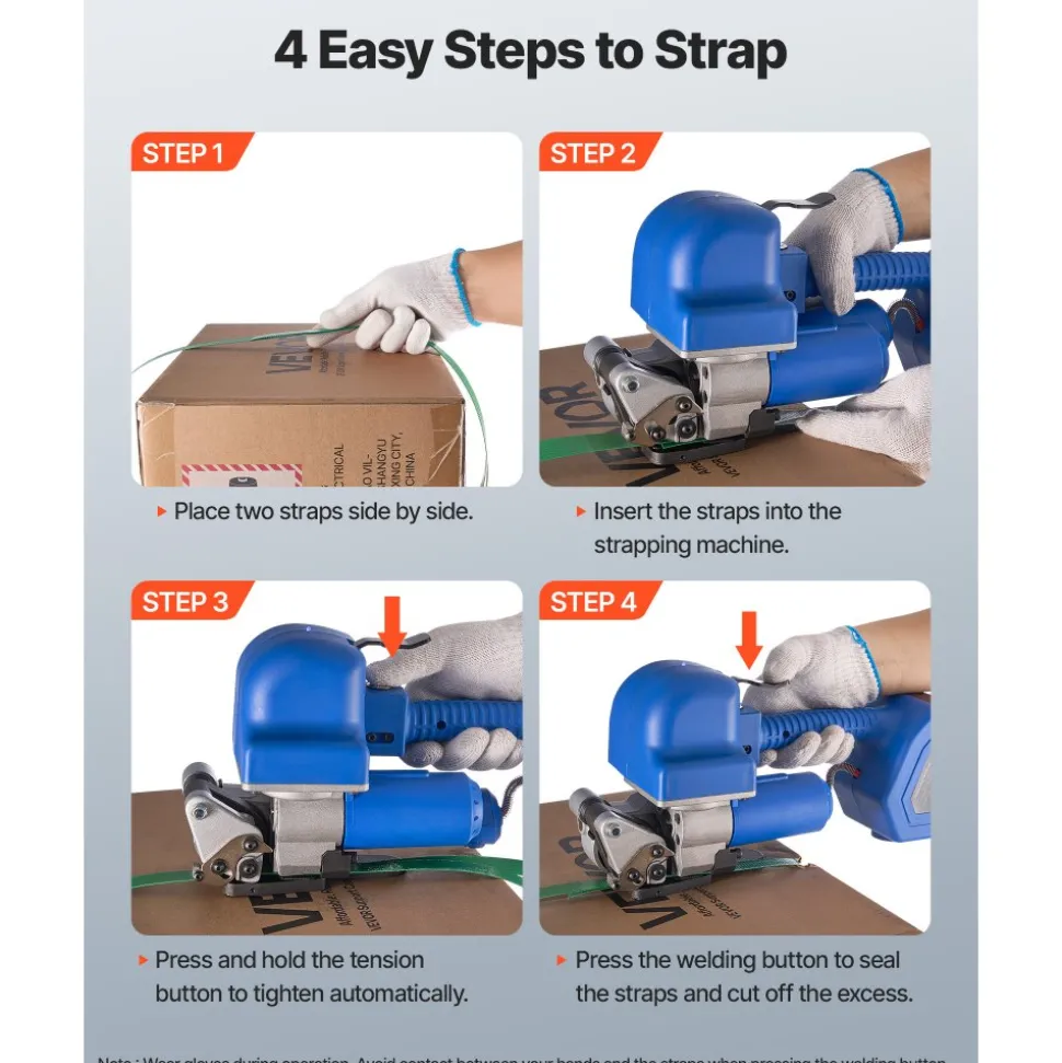 VEVOR Electric Strapping Machine, 2 x 4000mAh Batteries, Automatic Strapping Tool with Digital Display for 0.394-0.748 inches Wide PET Straps, Handheld Banding Tools for Packaging Box Pallet