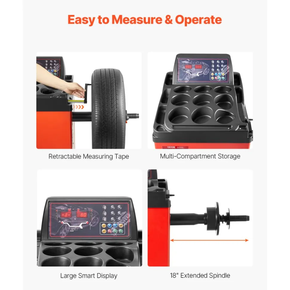 VEVOR Electric Tire Changer, 18" Spindle, Durable Tire Changer Tire Balancer with 1.5 HP Motor, Accurate Tire Changer Tire Balancer with Auto Calibration Mode, FIt for Sedans/SUVs/Pickup Trucks