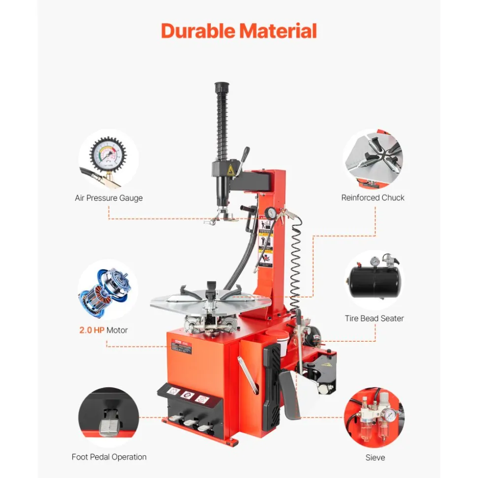 VEVOR Electric Tire Changer, 18" Spindle, Durable Tire Changer Tire Balancer with 1.5 HP Motor, Accurate Tire Changer Tire Balancer with Auto Calibration Mode, FIt for Sedans/SUVs/Pickup Trucks